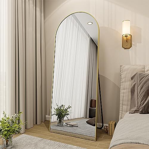 65"x24" Arch Floor Mirror, Full Length Mirror Wall Mirror 65"L x 24"W Gold - Picture 6 of 7