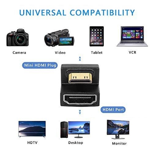180° U Shape L Converter Mini HDMI to HDMI Adapter Male to Female Extension - Picture 10 of 18