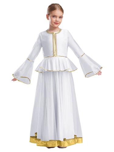 Niños Niñas Disfraz Vestido de Tul Vestido Escolar Borde Concurso Dama de honor Etapa Alabanza - Imagen 57 de 71