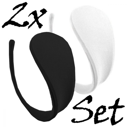 2er Set C-String Damen Unifarben Slip Micro Bikini Schwarz Weiß Tanga S/M/L - Bild 1 von 5
