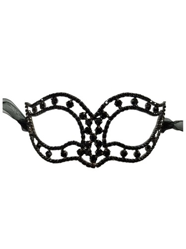Wedding Crystal Black Bridal Rhinestone Laser Cut Masquerade Mask - Picture 2 of 4