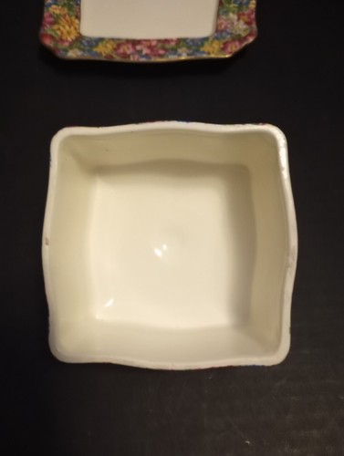 Vintage Royal Winton "Joyce Lynn" Square Covered Butter Dish (1941-50) - Picture 6 of 11