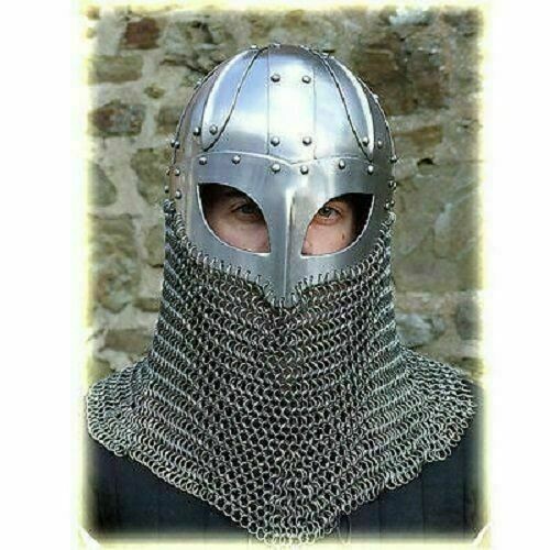 Historical Medieval Viking Helmet Battle Armor+18G Steel with Chain mail For Him - Picture 1 of 9