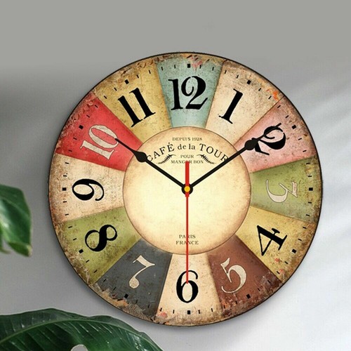Large Wooden Owl Wall Clock Vintage Rustic Shabby Retro Home Art Decor Gift - Picture 5 of 10
