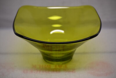 MID CENTURY MODERN VIKING GREEN GLASS CANDY DISH 6'' SQUARE MCM