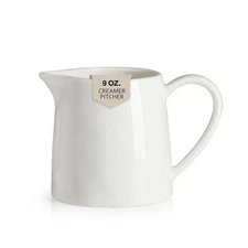Creamer 9 OZ Creamer Pitcher White Creamer with Handle Porcelain Small Milk P...