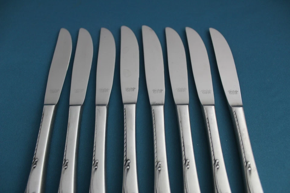 8 facas de jantar ocas Noritake ROSETTA aço inoxidável Japão 8 3/8" - Imagem 3 de 4