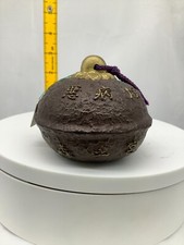 Japanese Clay Bell Ceramic Dorei Asian Antiques epidemic bell 3.1x3.1x2.7inch