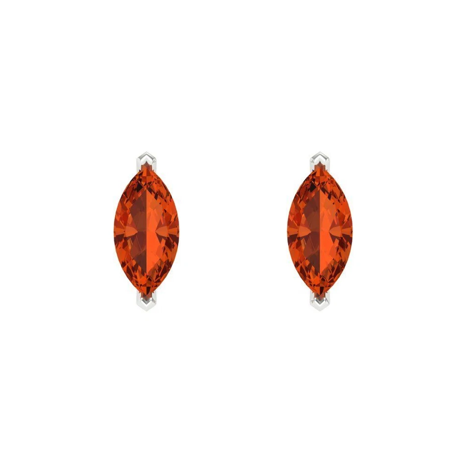 Aretes de circonita roja para mujer, empuje hacia atrás (1 cttw, 8x4 mm, corte marquesa) Foto 3 de 4