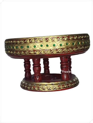 10" Thai Lanna Khantoke Serving Tray Handcraft Restaurant Spa Decor Round Wooden - Picture 2 of 9