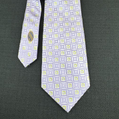 Stafford Signature Purple Geometric Mens Tie 100% Silk 59" x 3.5" Self Tipped - Picture 10 of 11