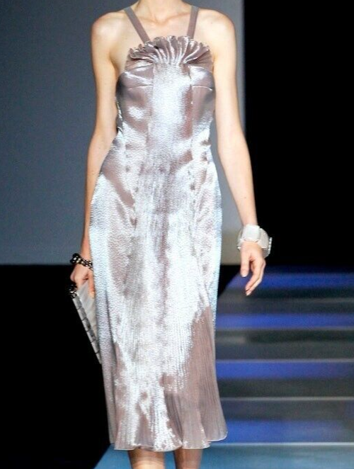 Giorgio Armani 2012 Runway Silver Gray Metallic Fan Cocktail