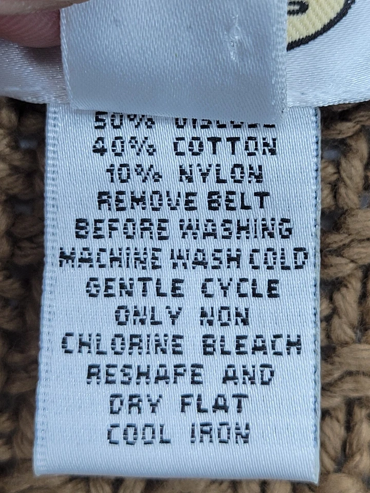 Cárdigan Suéter Talbots Mujer Mediano Marrón Bolsillos con Cinturón Chal Cuello Carrera Foto 3 de 4