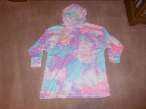 NEW, GIRLS JUSTICE HOODED OVERSIZED SLEEP SHIRT, SIZE S/M - Picture 1 of 2