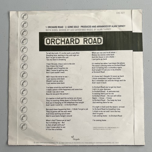 Leo Sayer Orchard Road 7" 45rpm UK Picture Sleeve Solid Center EX/EX - Bild 2 von 6