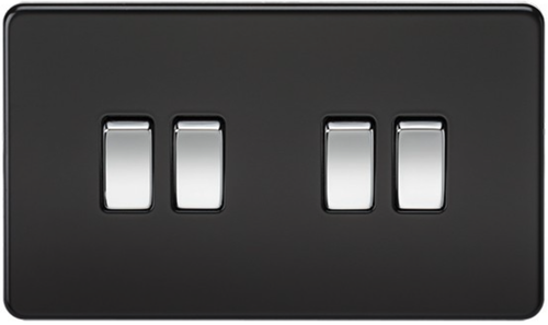 Knightsbridge Screwless light switches & sockets Matt Black Chrome Insert series - Picture 5 of 40