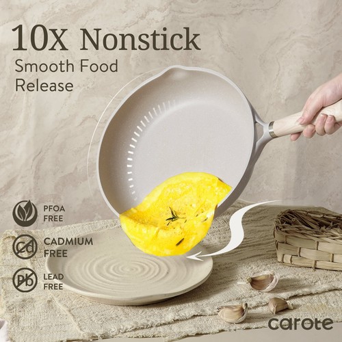 Nonstick Pots and Pans Set, 21 Pcs Induction Kitchen Cookware Sets (Beige Granit image