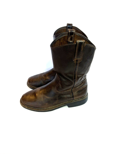 BRAZOS Brown Leather Pull On Slip Resistant Work Boots Men Size 10 E - Picture 4 of 17