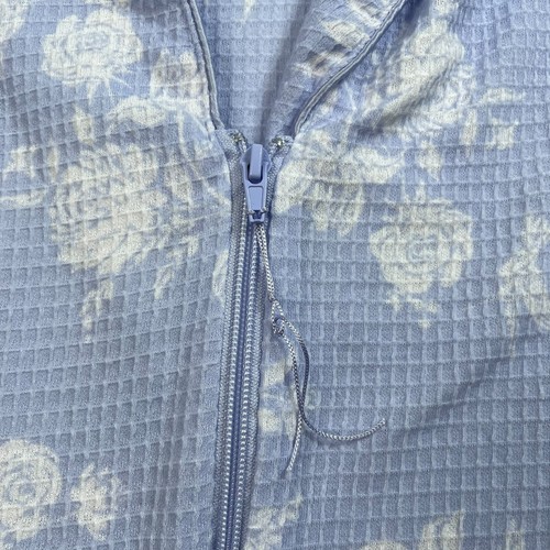 Laura Ashley Housecoat Women L Purple Floral Robe Full Zip Pockets Lightweight - Picture 7 of 10