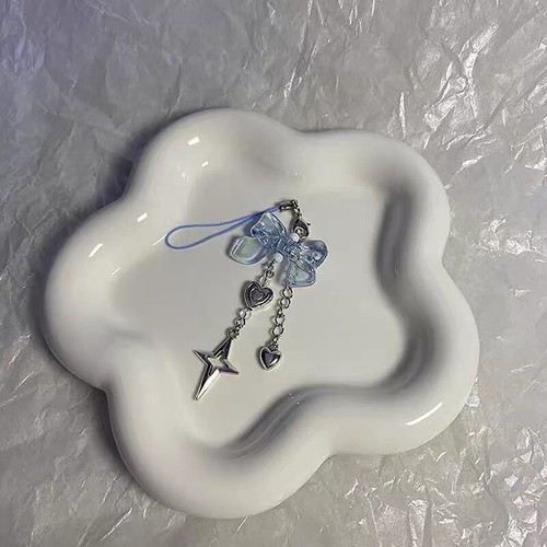 Creative Handmade Blue Bow Clear Heart Bead String Charm Strap Cute Knot Pendant - 第 7/10 張圖片