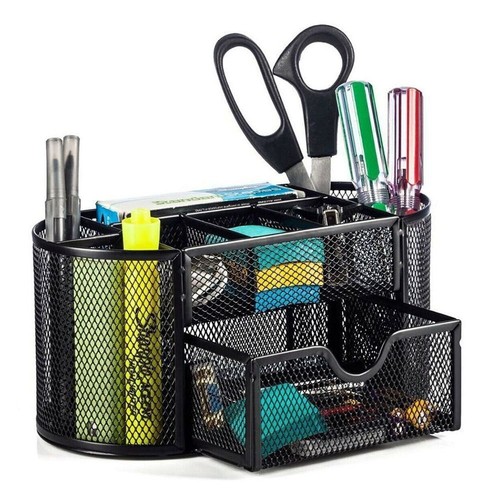 Storage Storage Box Desk Organizer Stationery Container Pen Holder Metal Mesh - Picture 4 of 17