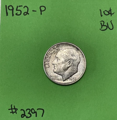 1952 Roosevelt Dime BU Uncirculated Mint State 90% Silver 10c US Coin