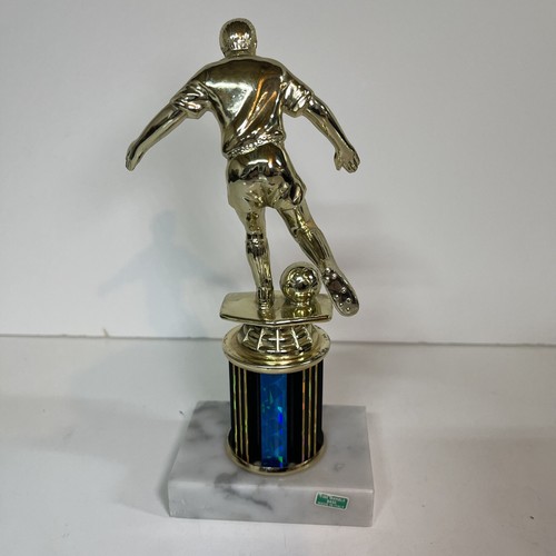 Vintage 1990-2000 Fußballtrophäe 8,5"" hoher Marmorsockel - LEER - Bild 5 von 9