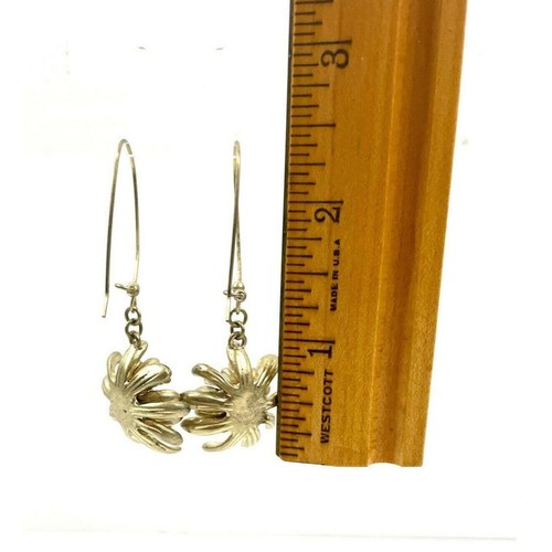 Jessica Simpson Flower Dangle Earrings Bronze Metal Floral Ladies Rhinestone - Picture 3 of 5