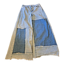 Almost Famous Ultra Wide Leg Jeans size 9 Distressed Jnco Style Patchwork Custom