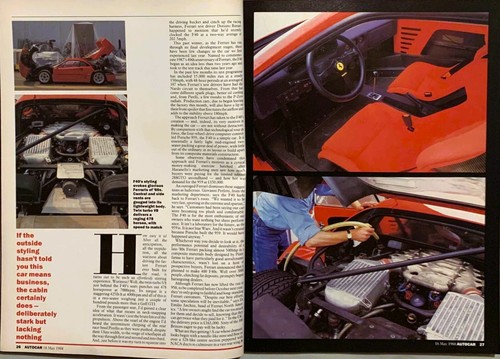 AUTOCAR MAGAZINE 18-MAY-88 - Ferrari F40, Renault 21 Turbo, Callaway Corvette - Picture 4 of 18