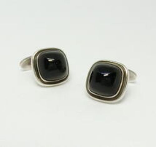 Georg Jensen Onyx Cufflinks Silver 925 Silver Black Men's Accessories - Picture 1 of 6