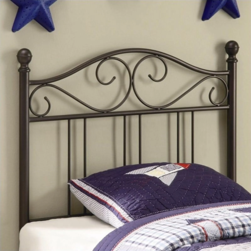 Twin Size Metal Headboard Scroll Design Dark Bronze Finish - Picture 11 of 12