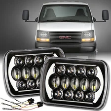 Fit 1996-2018 GMC Savana 1500 2500 3500 7x6" Inch LED Headlight Hi/Lo Halo DRL