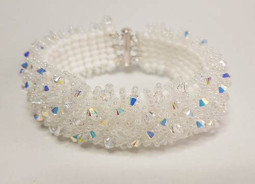 Schmuck-Set Haarspange und Armband Magic Carpet Weiß mit Swarovski-Kristalle - Bild 3 von 8