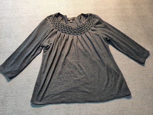 AB Studio Damen Oberteil 3/4 Arm grau Shirt Bluse - Bild 1 von 5