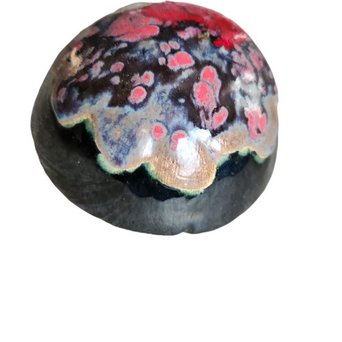 Vintage Pilz Briefbeschwerer Keramik Ton bemalt Marmor flach MCM 70er 60er - Bild 12 von 12