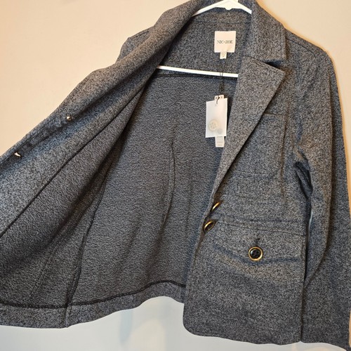 Blazer NIC+ZOE Editor Tejido en Pátina Nuevo con Etiquetas Mujer Pequeño Gris - Imagen 4 de 10