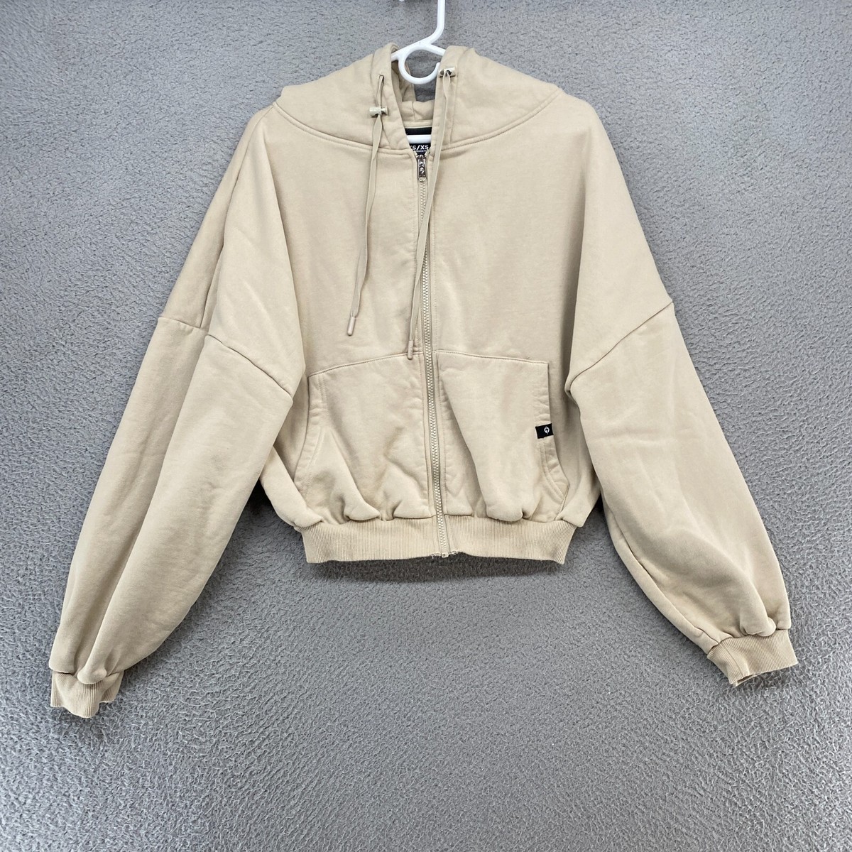 Men's oversized sweatshirt without a hood, unzipped - beige