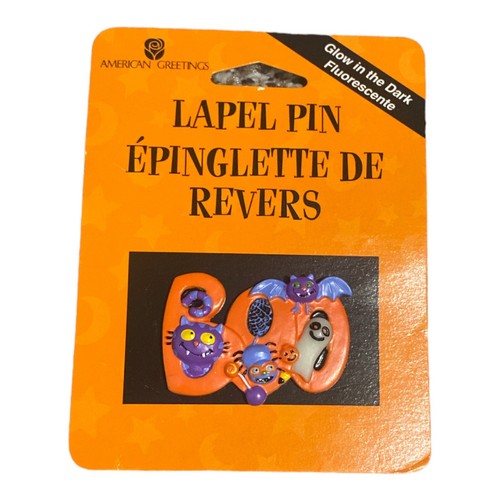 American Greetings Boo spilla da bavero Halloween ragno pipistrello gatto brilla nel buio fantasma - Foto 1 di 2