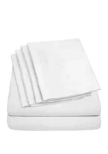 Sweet Home Collection 1500 Thread Count 6 Piece Sheet Set, Full Size, White