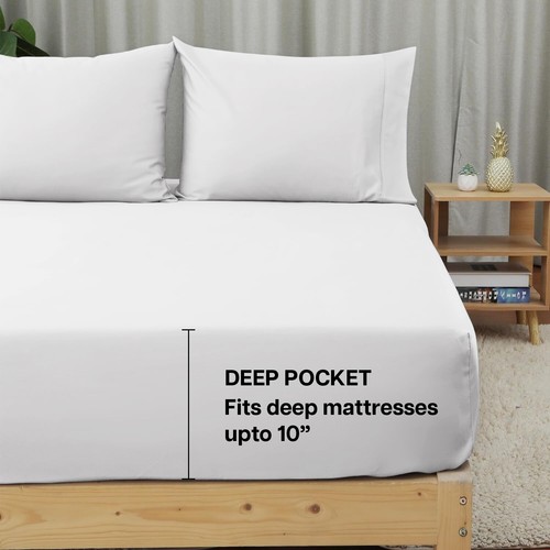 Extra Deep 25 cm Full Fitted Sheets Elastic Bed Sheets Single Double King Sizes - Picture 29 of 80