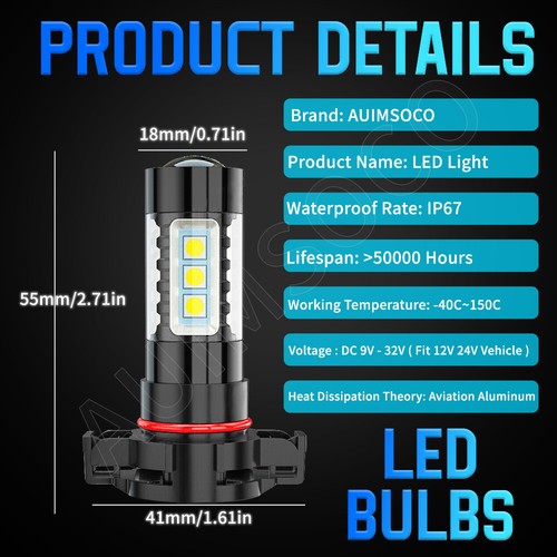 For GMC Acadia 2007-2012 - 2PC Foglight 6000K White 5202 2504 LED Fog Light Bulb - Bild 5 von 8
