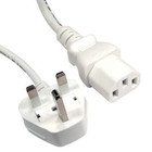 1 x Eagle White IEC (C13) to UK Mains Plug 1.5M Kettle Power Lead CE Approved