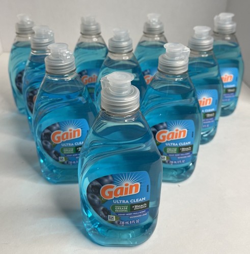 NEW Gain Ultra Clean Dishwashing Liquid Honey Berry Hula Scent 8 Fl Oz Lot of 10 - Picture 1 of 4