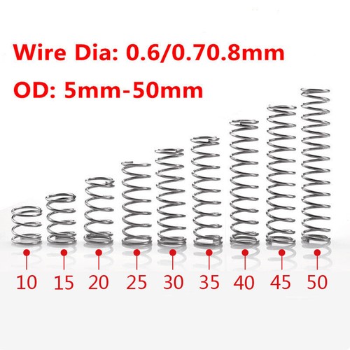 10 Stück Drahtdurchmesser 0,6/0,7/0,8 mm 304 Edelstahl Druckfeder Außendurchmesser 5 mm-50 mm - Bild 1 von 12