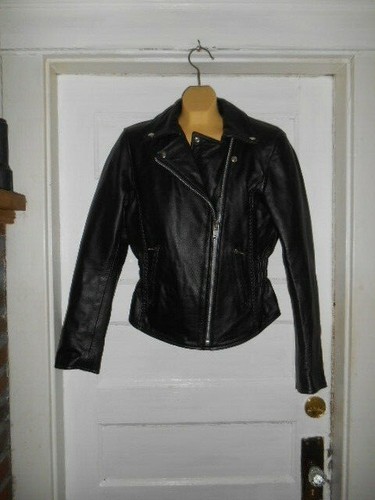 XELEMENT BY USA LEATHER LADIES BLACK MOTORCYCLE BIKER JACKET SIZE M EUC - Picture 2 of 11