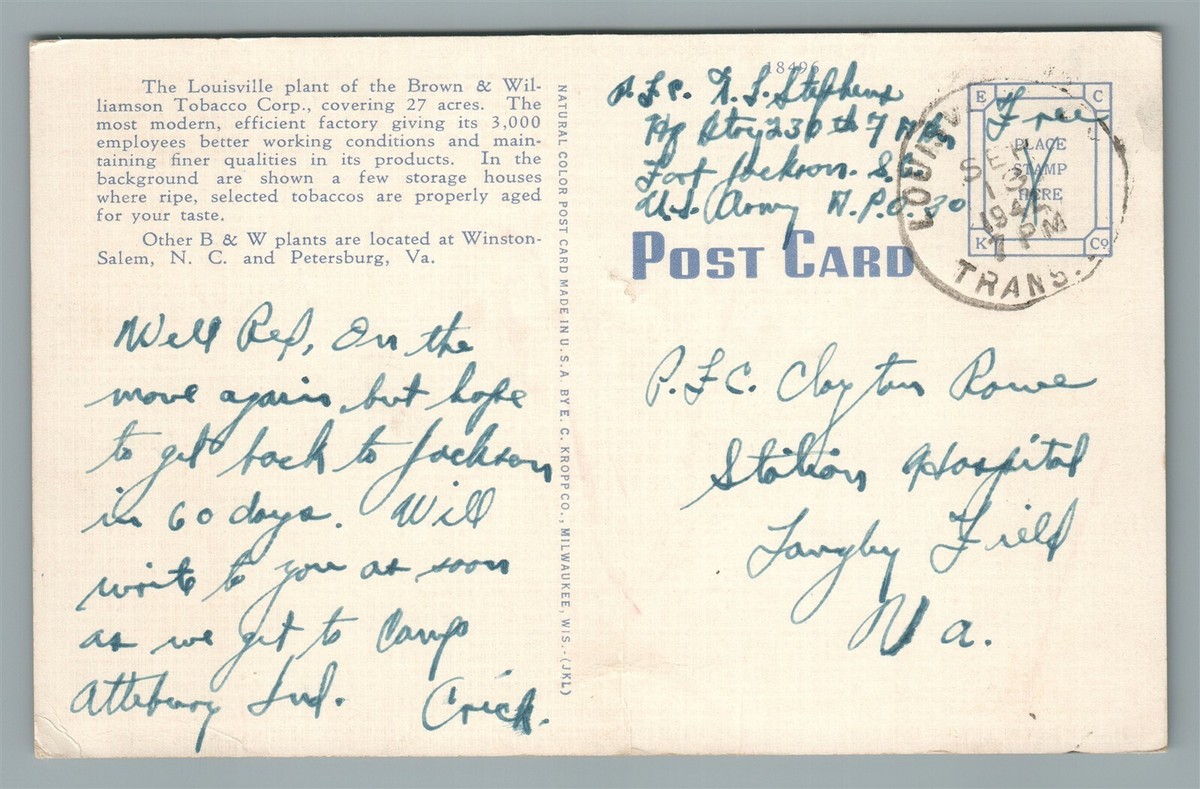 LOUISVILLE KY BROWN & WILLIAMSON TOBACCO CORP. VINTAGE