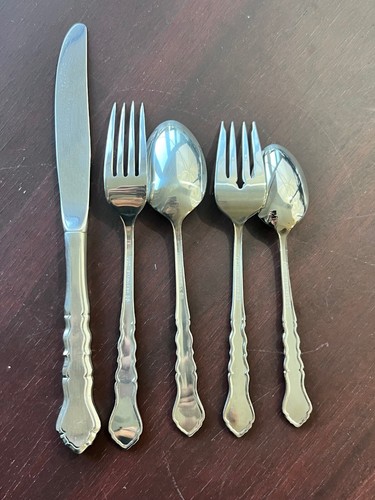 International LYON Stainless AMERICANA 5pc Place Setting Knife Forks Spoons EXC - Picture 6 of 7