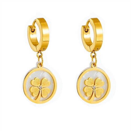 Fashion 18kgp Simple Design Four Leaf Clover Jewelry Sets Earrings + Necklace - Picture 4 of 7