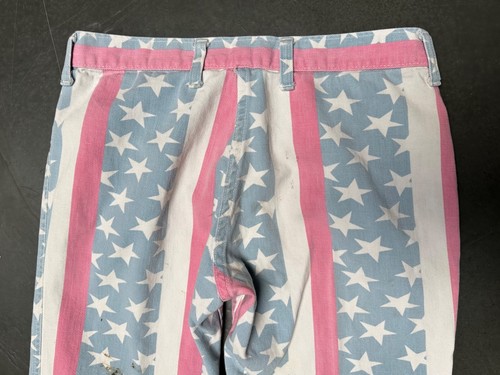 Vintage 60s Male Slacks American Flag Denim Hip Hugger Bell Bottoms Size 30x30 - Picture 5 of 11